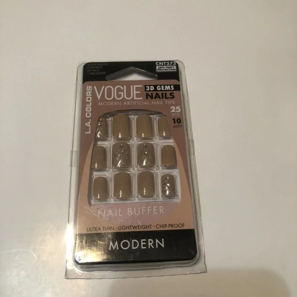 LA Colors Classy Nails Light Brown Gold Glitter GLUE-On Artificial Active Length